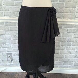 Bella Bird Black Chiffon Rosette Skirt Feminine Witchy Goth Classic Large
